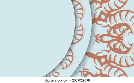 Baner aquamarine color with abstract coral ornament for design under your text