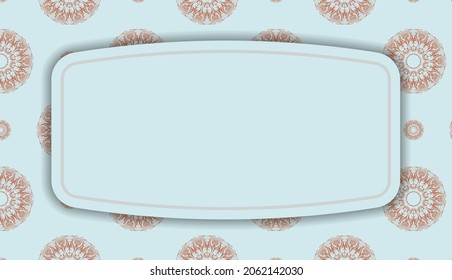 Baner in aquamarine color with abstract coral ornament for design under your logo or text
