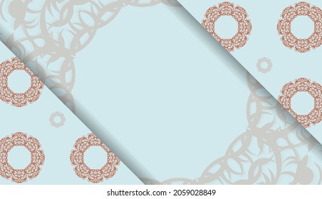 Baner of aquamarine color with Greek coral pattern for design under your logo