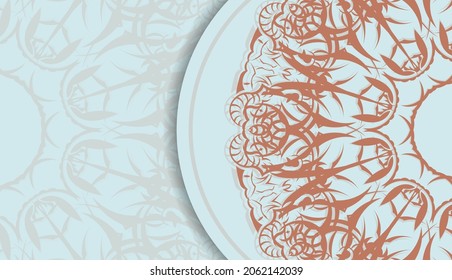 Baner in aquamarine color with greek coral ornament for design under your logo or text