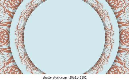 Baner in aquamarine color with Greek coral pattern and space for your logo or text