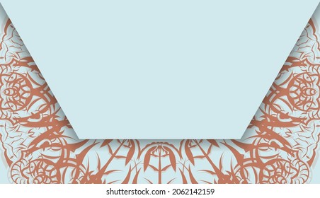 Baner in aquamarine color with Indian coral ornament and space for logo or text