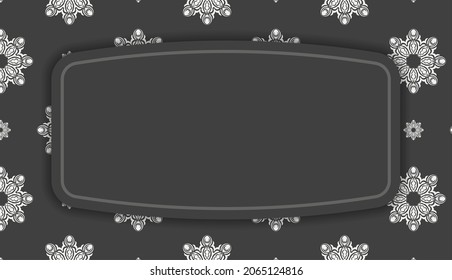 Baner of black color with greek white ornament for design under the text