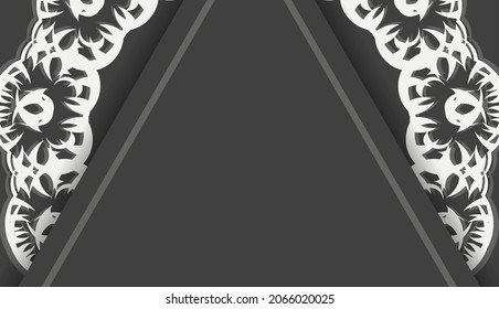 Baner of black color with mandala white ornament for design under the logo