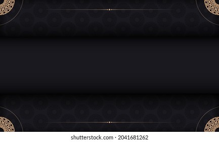 Baner en negro con un lujoso patrón y espacio para texto