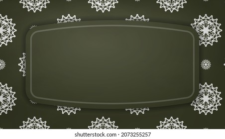 Baner of dark green color with mandala white ornament for design under the text