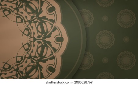 Baner of green color with indian brown ornament for design under the text