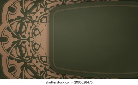 Baner of green color with mandala brown ornament for design under the text