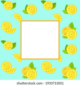 Baner with painted lemon slices and a white frame for text in the center.