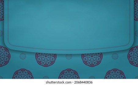 Baner of turquoise color with a luxurious purple pattern for design under your text
