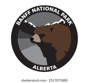 Banff NATIONAL PARK Grizzly Bear Vector Logo