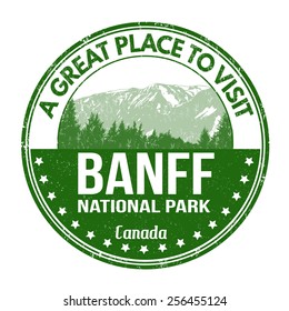 Banff national park grunge rubber stamp on white background, vector illustration