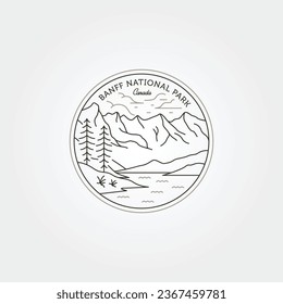 banff national park vintage logo vector line art illustration design, canada national park label design