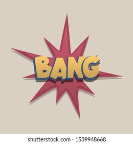 Bang, boom comic text speech bubble pop art design. Funni comics book sound cloud. Halftone vector illustration label. Explosion comic cartoon effect. Sketch cartoon text character on halftone cloud.