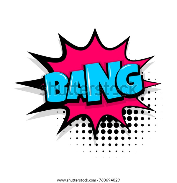 bang boom,\
gun Comic text speech bubble balloon. Pop art style wow banner\
message. Comics book font sound phrase template. Halftone dot\
vector illustration funny colored\
design.