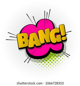 bang boom hand drawn pictures effects. Template comics speech bubble halftone dot background. Pop art style. Comic dialog cloud, text pop-art. Creative idea conversation sketch explosion.