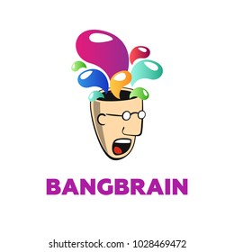 Bang brain Logo design template.