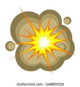 Bang cartoon vector with multiple layers of smoke isolated on a white background