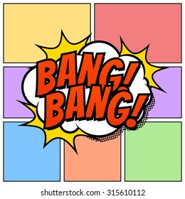 Bang Bang Comic Book Cartoon Background Though Speech Scream Bubble Effects Onomatopoeia