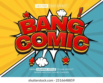 texto editável bang comic, efeito de fonte, texto 3d para título