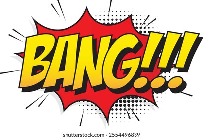 Bang comic explosion pop art comic book. Comic speech bubbles halftone dot background. Comic effect shape with pop art style.