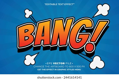 Bang comic pop up style text effect editable vector