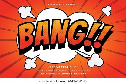 Bang comic pop up style text effect editable vector