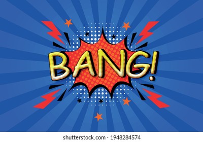 BANG Comic Speech 3d Text Style Effect WITH blue background