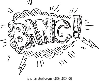  "¡BANG!" - etiqueta de estilo de cómic. Ilustración vectorial esquemática. 