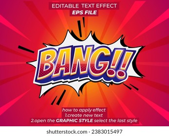 bang comic style text effect, font editable, typography. vector template