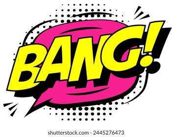 Bang depicted in bold colors pop art style