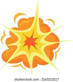 Efecto Bang. Explosión del auge de las caricaturas. Icono de explosión de fuego aislado en fondo blanco