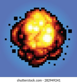 Bang Explosion Pixel Art Game Style Retro Illustration