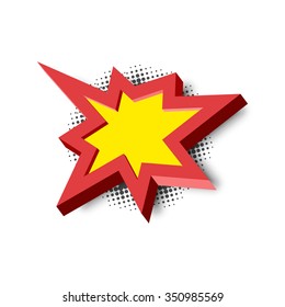 Bang-Explosionszeichen mit 3D-Stil und Schatten