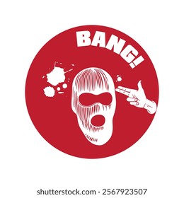 bang funny ski mask typography graphic print , Abstract fashion drawing and creative design for t-shirts,graphic tee, sweatshirt, cases, etc. Illustration in modern style for clothes