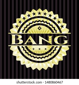 Bang gold shiny emblem. Vector Illustration. Detailed.