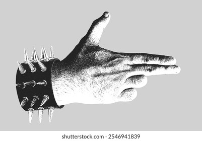 Bang Bang Mão Gesture com Spike e Pulseira Studed