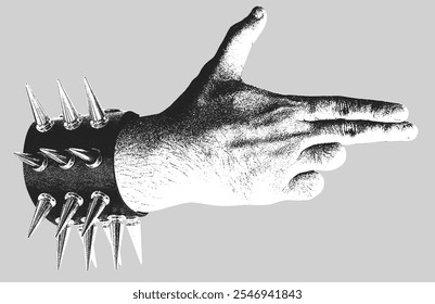 Bang Bang Mão Gesture com Spike e Pulseira Studed