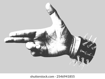 Bang Bang Mão Gesture com Spike e Pulseira Studed