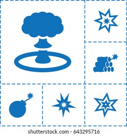 Bang icon. set of 6 bang filled icons such as explosion, dynamite