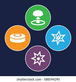 bang icons set. Set of 4 bang filled icons such as explosion