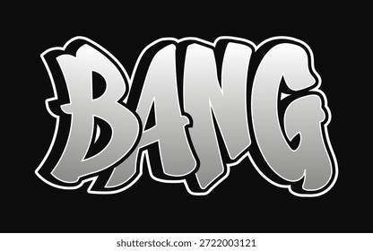 Letras de explosión en estilo de graffiti de burbuja audaz, tipografía de arte callejero monocromo con energía de efecto de sonido cómico, gráfico urbano de alto impacto ideal para pegatinas, carteles o logotipos
