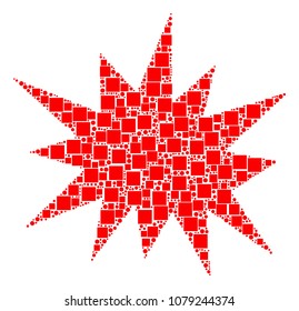 Bang mosaic icon of square figures and spheric dots in different sizes. Vector objects are organized into bang composition design concept.