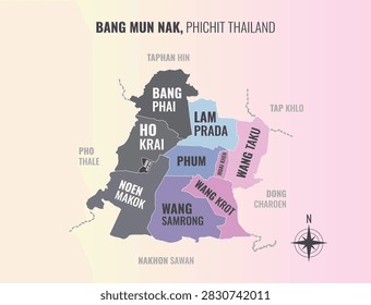 Bang mun nak Phichit Amp into Tambon in a minimalist colorful style