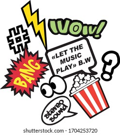 Bang Pattern Design, Let The Music Play Patch, Good Vibes Applique, Print for Clothes