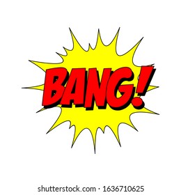 Bang, speech balloon text. Order a flat style banner with a white background. Vector illustration