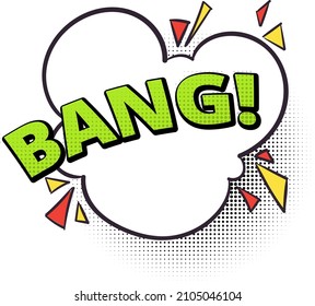Bang. Nube de voz con sonido de explosión en estilo retro cómico