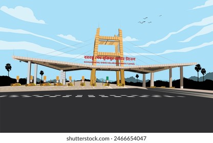 Bangabandhu Sheikh Mujib Tunnel in Chattogram Bangladesh Vector illustration, Road tunnel concept. Horizontal landscape with entrance to the tunnel. Vector illustration in flat style.