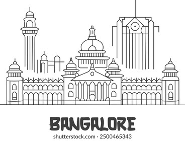 Bangalore City Line Draw Free Vector