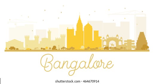 Bangalore City skyline golden silhouette. Vector illustration. Simple flat concept for tourism presentation, banner, placard or web site. Business travel concept. Cityscape with landmarks